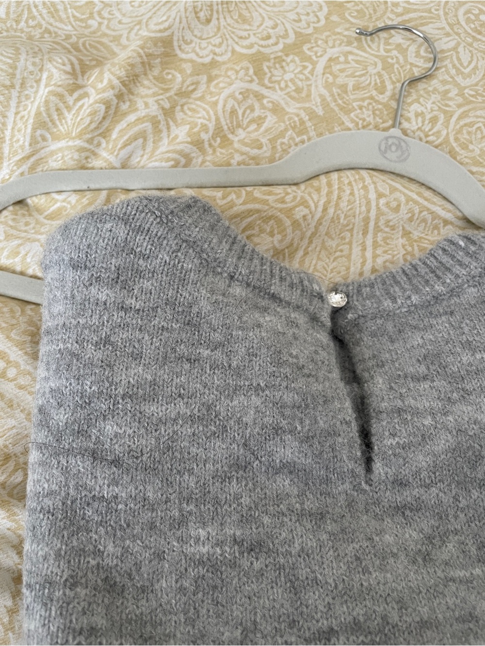 Marled Reunited Clothing Jewel Embellished Short Sleeve Gray Sweater- Size L - Picture 2 of 6